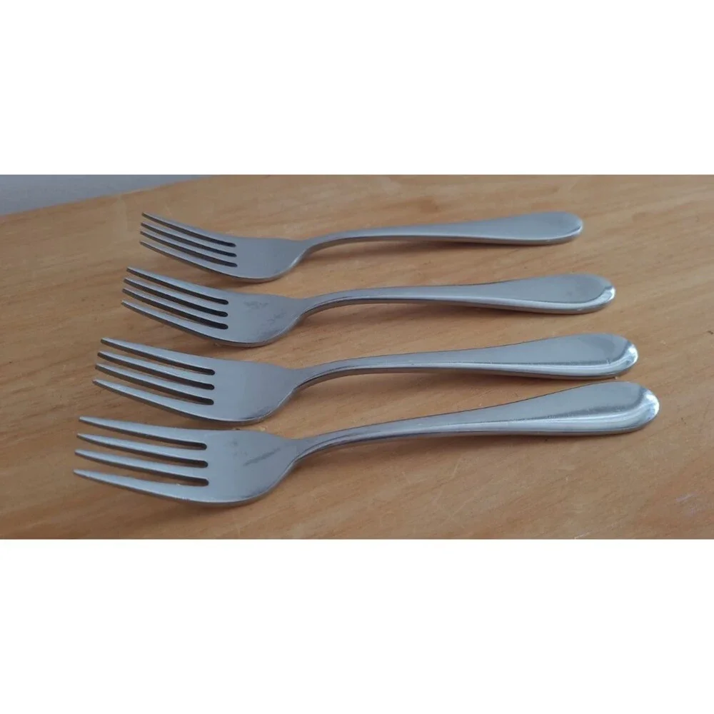 Set 4 Oneida Icarus Glossy Stainless Salad Forks 7”